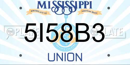 5I58B3 Mississippi License Plate
