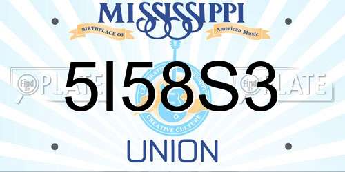 5I58S3 Mississippi License Plate