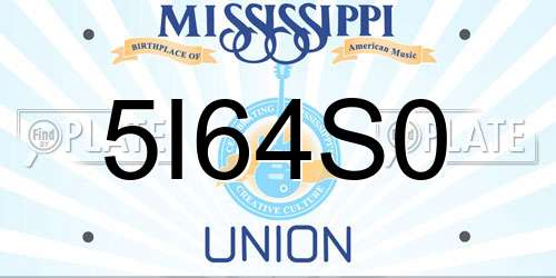 5I64S0 Mississippi License Plate