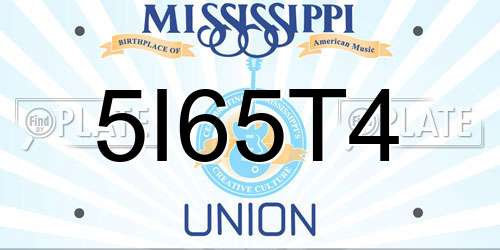 5I65T4 Mississippi License Plate