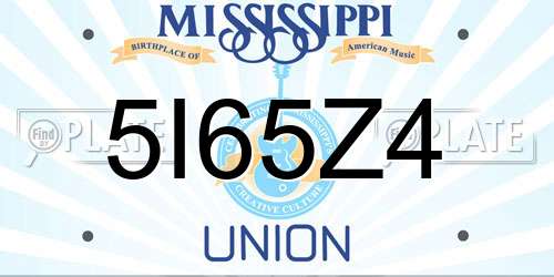 5I65Z4 Mississippi License Plate