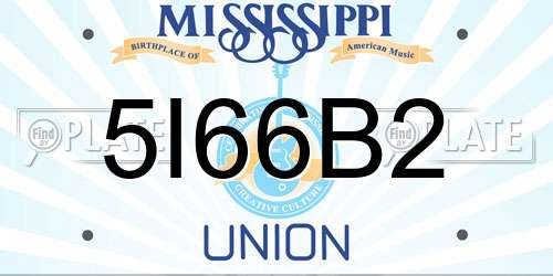 5I66B2 Mississippi License Plate