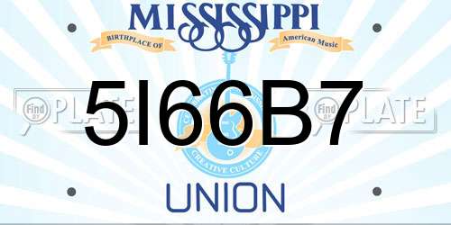 5I66B7 Mississippi License Plate