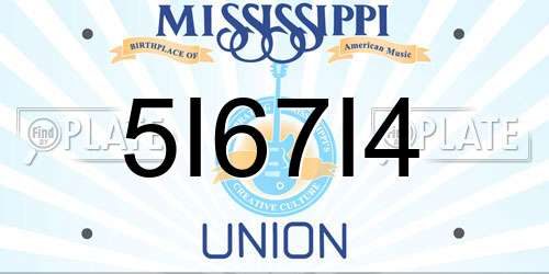 5I67I4 Mississippi License Plate