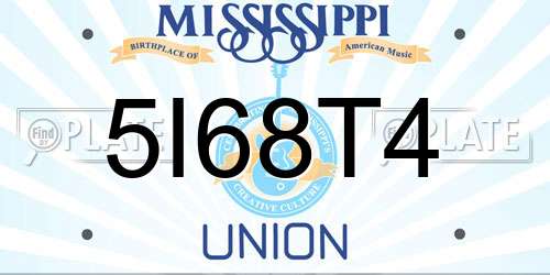5I68T4 Mississippi License Plate