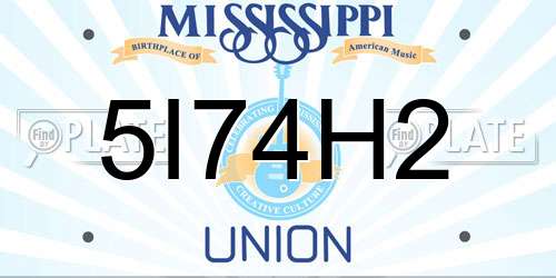 5I74H2 Mississippi License Plate