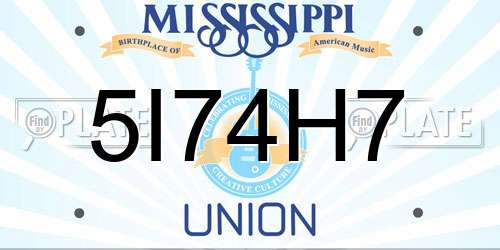 5I74H7 Mississippi License Plate