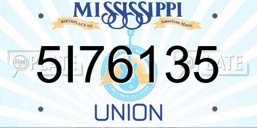 5I76135 Mississippi License Plate
