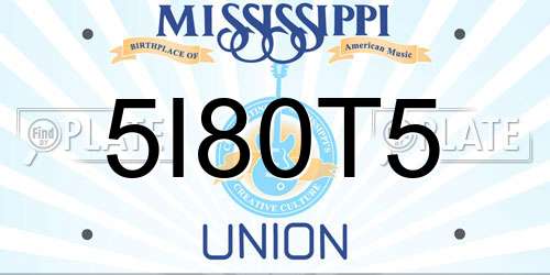 5I80T5 Mississippi License Plate