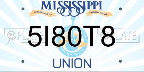 5I80T8 Mississippi License Plate