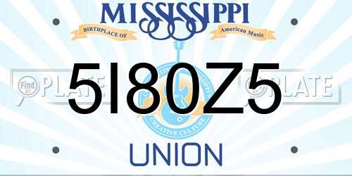 5I80Z5 Mississippi License Plate