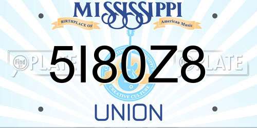 5I80Z8 Mississippi License Plate