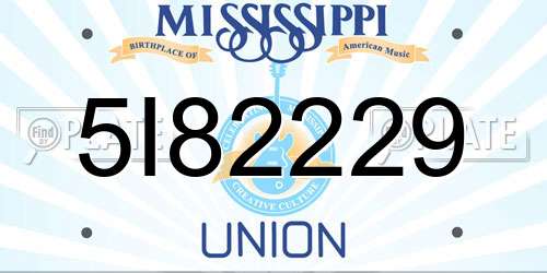 5I82229 Mississippi License Plate