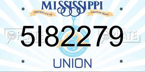 5I82279 Mississippi License Plate