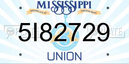 5I82729 Mississippi License Plate