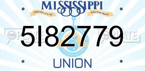 5I82779 Mississippi License Plate