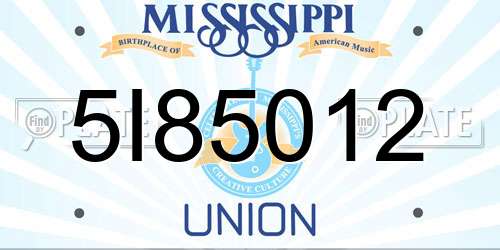 5I85012 Mississippi License Plate