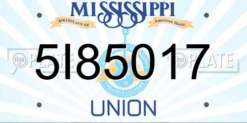 5I85017 Mississippi License Plate
