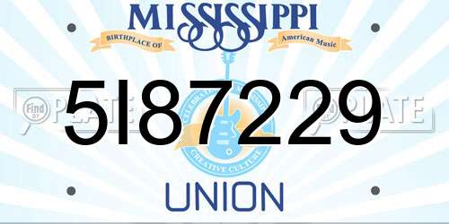 5I87229 Mississippi License Plate