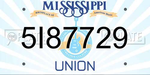 5I87729 Mississippi License Plate
