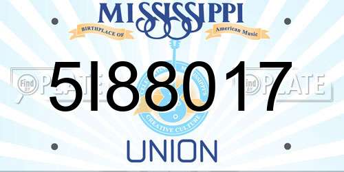 5I88017 Mississippi License Plate