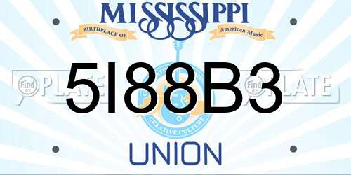 5I88B3 Mississippi License Plate
