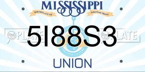 5I88S3 Mississippi License Plate