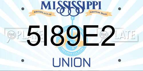 5I89E2 Mississippi License Plate