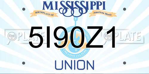 5I90Z1 Mississippi License Plate