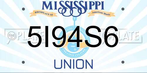 5I94S6 Mississippi License Plate