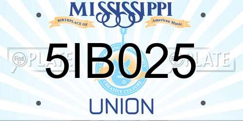 5IB025 Mississippi License Plate