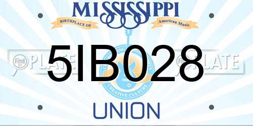 5IB028 Mississippi License Plate