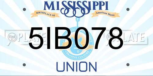 5IB078 Mississippi License Plate
