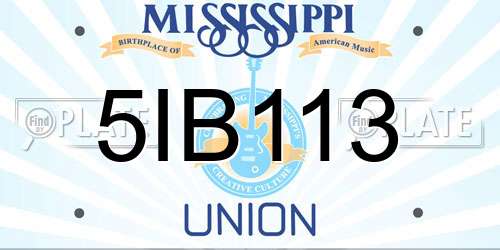5IB113 Mississippi License Plate