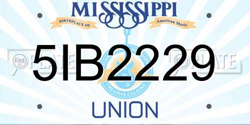 5IB2229 Mississippi License Plate