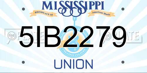 5IB2279 Mississippi License Plate
