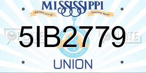 5IB2779 Mississippi License Plate