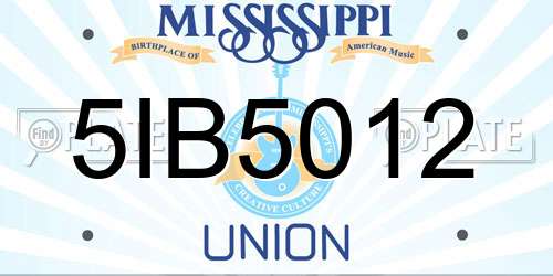 5IB5012 Mississippi License Plate