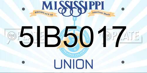 5IB5017 Mississippi License Plate