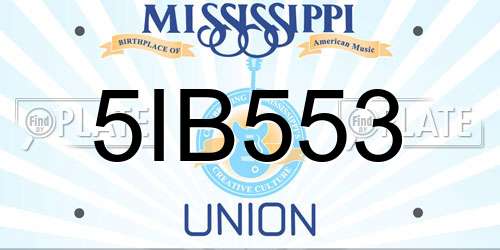 5IB553 Mississippi License Plate