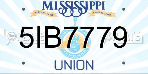 5IB7779 Mississippi License Plate