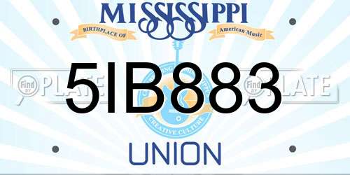 5IB883 Mississippi License Plate