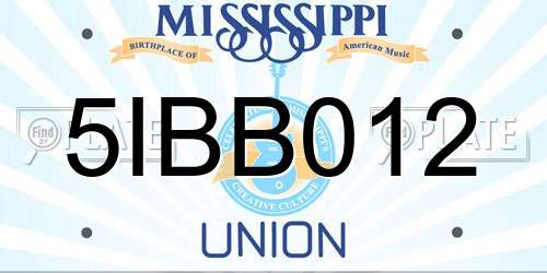 5IBB012 Mississippi License Plate