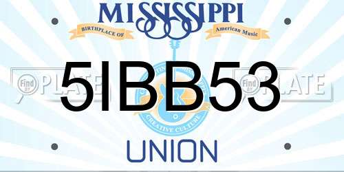 5IBB53 Mississippi License Plate
