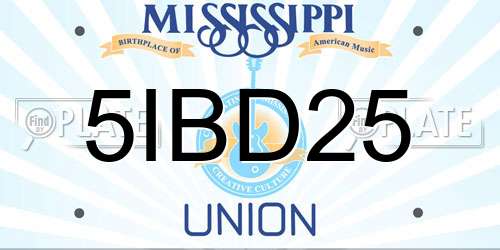 5IBD25 Mississippi License Plate