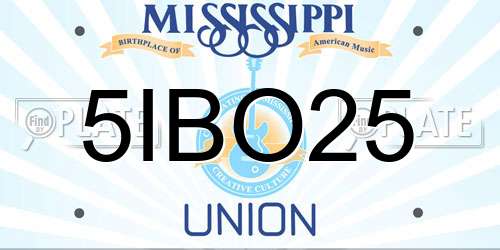 5IBO25 Mississippi License Plate