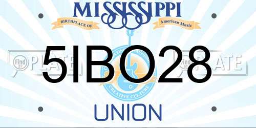 5IBO28 Mississippi License Plate