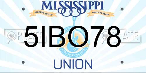5IBO78 Mississippi License Plate