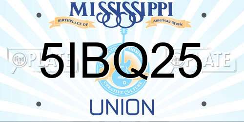 5IBQ25 Mississippi License Plate