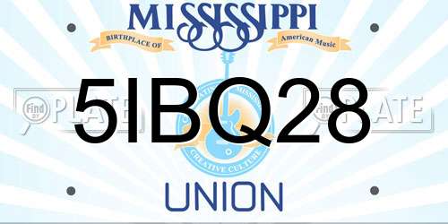 5IBQ28 Mississippi License Plate